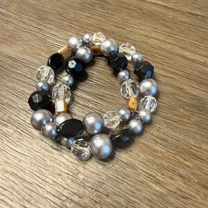 Premier Designs Black and Silver Bracelet Set